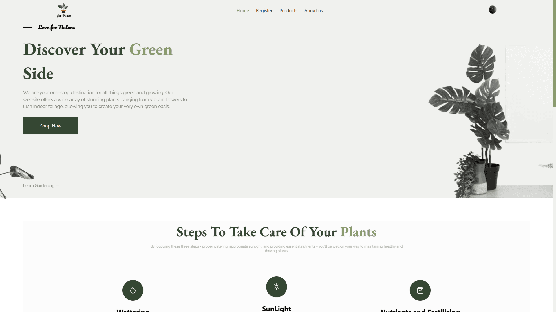 plantPeace - Catálogo de Plantas Fictícias